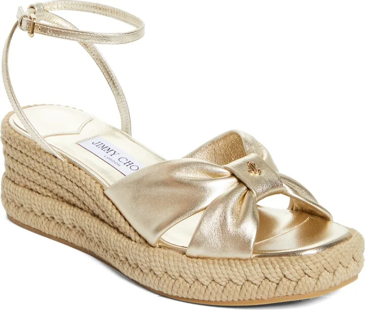 Aella Metallic Leather Espadrille Wedge Sandal