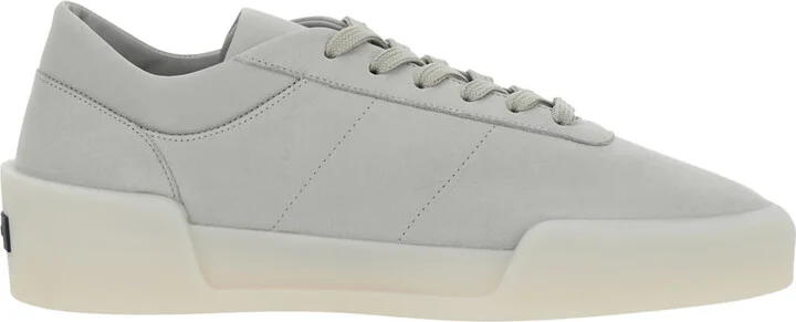 'aerobic Low' Grey Low Top Sneakers With Logo Patch On The Rear In Leather Man