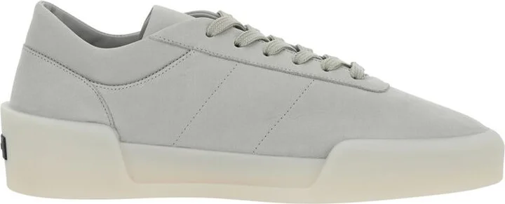 'Aerobic Low' Grey Low Top Sneakers With Logo Patch On The Rear In Leather Man