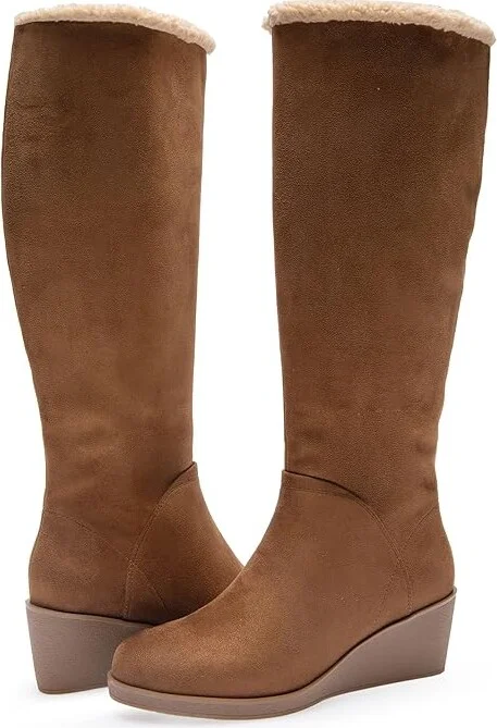 Aerosoles 2BINOCULAR Tall Wedge Boot Women's Boots Tobacco Faux Suede : 8.5 C - Wide