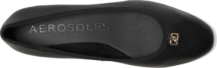 Aerosoles Arena Women's Flat Shoes Black Leather : 6.5 B - Medium - Image 2