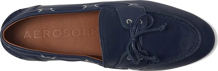 Aerosoles Barita Women's Dress Flat Shoes Navy Leather (white Outsole) : 9 B - Medium - Image 2