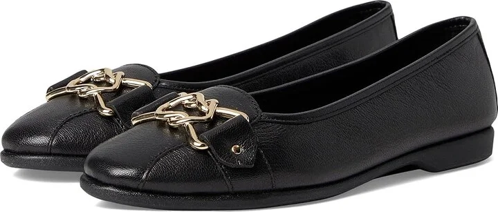 Aerosoles Bia Women's Flat Shoes Black Leather : 7.5 M