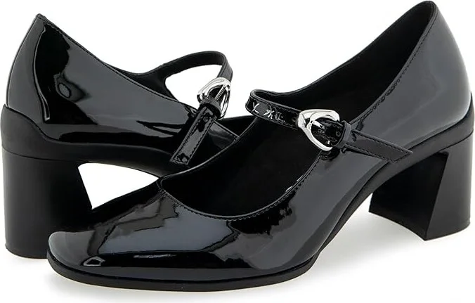 Aerosoles Cali High Women's Heels Black Patent Faux Leather : 6 D - Wide