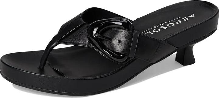 Aerosoles Calvin Women's Wedge Shoes Black Leather With Black Enamel Heel : 6 M, Faux Leather - Image 5