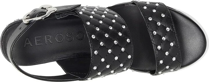 Aerosoles Camera Crystal Women's Sandals Black Quilted Faux Leather With Crystals : 7.5 B - Medium, Leather/Rubber - Image 2