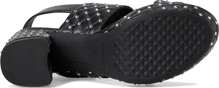 Aerosoles Camera Crystal Women's Sandals Black Quilted Faux Leather With Crystals : 7.5 B - Medium, Leather/Rubber - Image 3