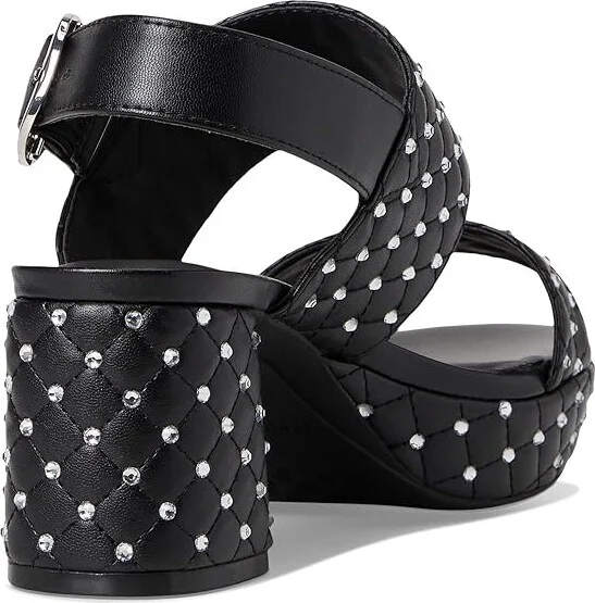 Aerosoles Camera Crystal Women's Sandals Black Quilted Faux Leather With Crystals : 7.5 B - Medium, Leather/Rubber - Image 4