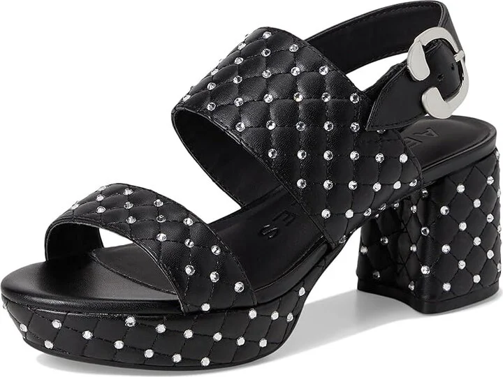 Aerosoles Camera Crystal Women's Sandals Black Quilted Faux Leather With Crystals : 7.5 B - Medium, Leather/Rubber - Image 5