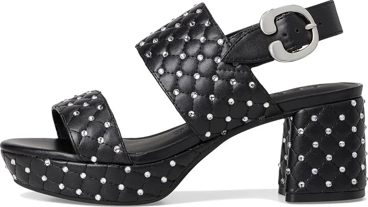 Aerosoles Camera Crystal Women's Sandals Black Quilted Faux Leather With Crystals : 7.5 B - Medium, Leather/Rubber - Image 6