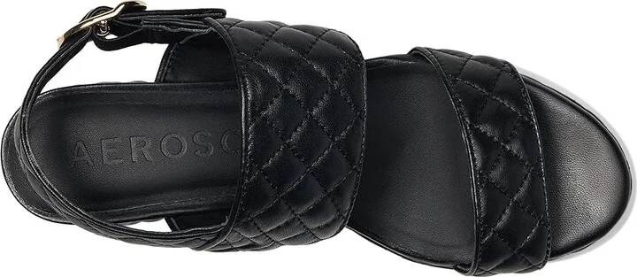Aerosoles Camera Qui Women's Sandals Black Quilted Leather : 6 B - Medium, Leather/Rubber - Image 2