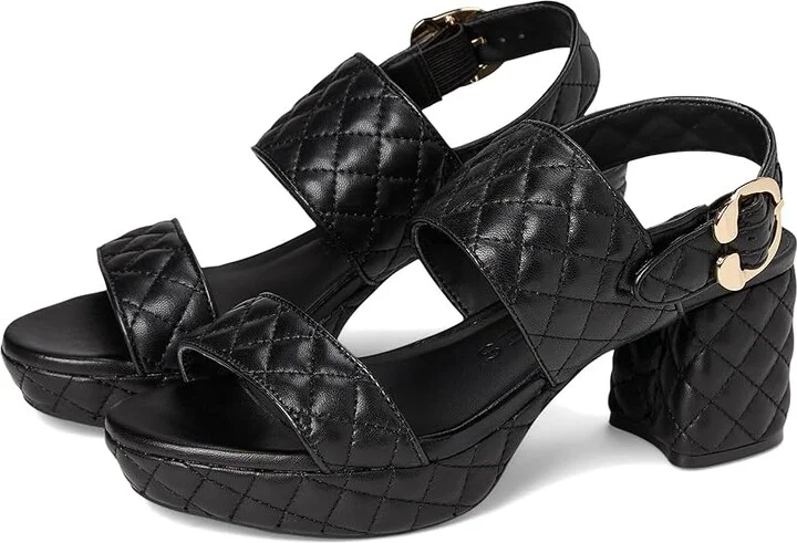 Aerosoles Camera Qui Women's Sandals Black Quilted Leather : 6 B - Medium, Leather/Rubber