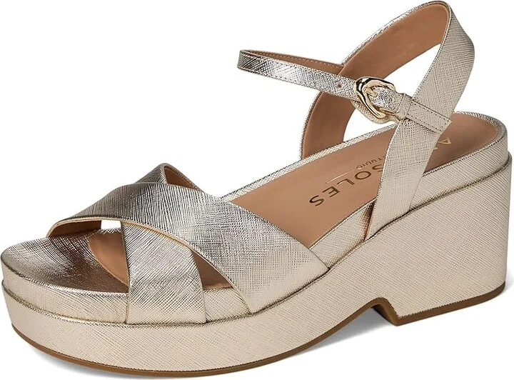 Aerosoles Chabella Women's Wedge Shoes Gold Metallic Textured Faux Leather : 6 M - Image 5