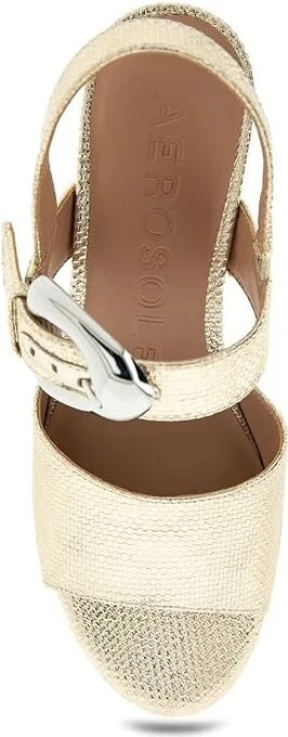 Aerosoles Chamber Women's Sandals Soft Gold Canvas : 8 B - Medium, Leather - Image 2
