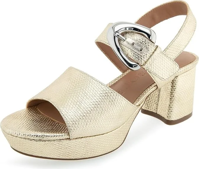Aerosoles Chamber Women's Sandals Soft Gold Canvas : 8 B - Medium, Leather - Image 4