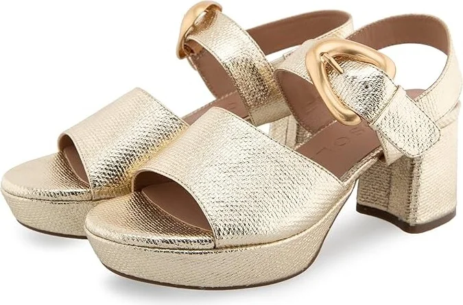 Aerosoles Chamber Women's Sandals Soft Gold Canvas : 8 B - Medium, Leather