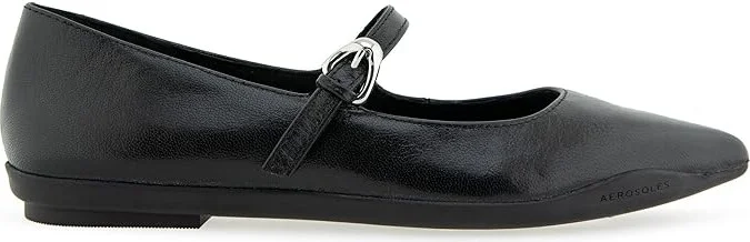Aerosoles Diva Women's Flat Shoes Black Shiny Leather : 8 B - Medium - Image 5