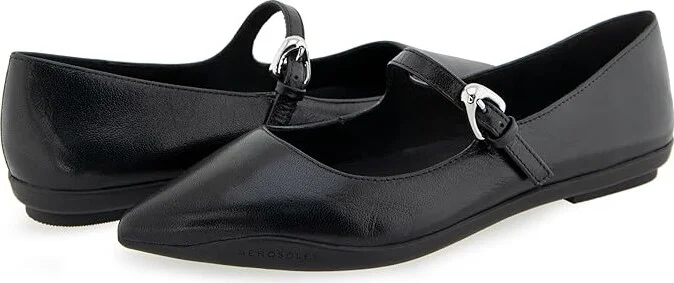 Aerosoles Diva Women's Flat Shoes Black Shiny Leather : 8 B - Medium