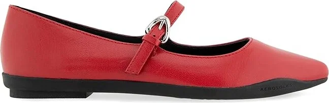 Aerosoles Diva Women's Flat Shoes Racing Red Shiny Leather : 10 B - Medium - Image 5