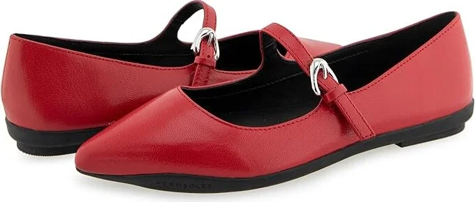 Aerosoles Diva Women's Flat Shoes Racing Red Shiny Leather : 10 B - Medium