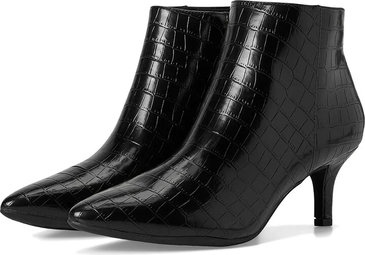 Aerosoles Edith Women's Boots Black Croco Faux Leather : 7.5 D - Wide, Leather/Rubber