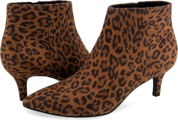 Aerosoles Edith Women's Boots Camel Leoaprd Faux Suede : 5 B - Medium, Leather/Rubber