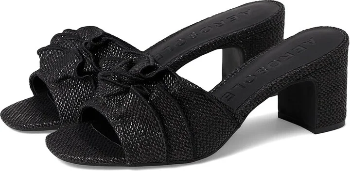 Aerosoles Gabrielle Women's Wedge Shoes Black Raffia : 6 M, Faux Leather