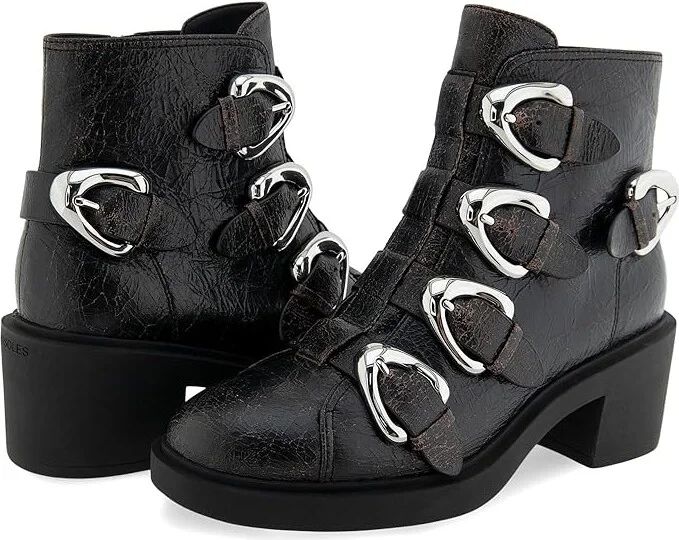 Aerosoles Gavyn Women's Boots Black Crackled Leather : 7 B - Medium, Leather/Rubber