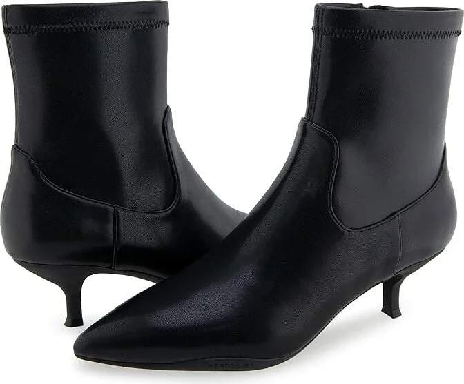 Aerosoles Lasko Women's Boots Black Stretch Faux Leather : 6.5 B - Medium
