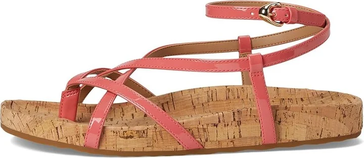 Aerosoles Leera Women's Wedge Shoes Coral Patent Faux Leather W Cork : 5.5 M - Image 6