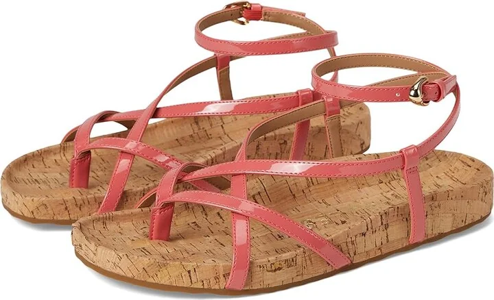 Aerosoles Leera Women's Wedge Shoes Coral Patent Faux Leather W Cork : 5.5 M