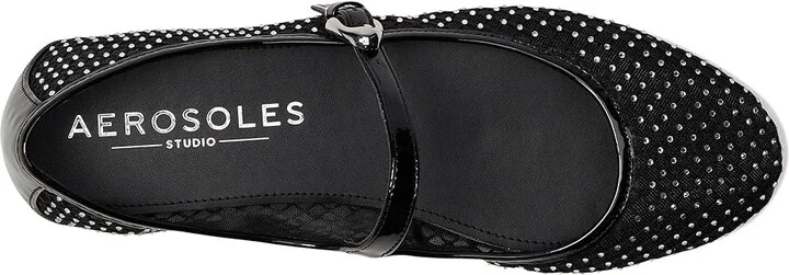 Aerosoles Peggy Women's Flat Shoes Crystal/Black Mesh Fabric : 7.5 B - Medium - Image 2