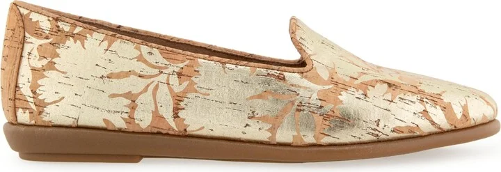 Aerosoles Women's Betunia Almond Toe Loafer Flats - Natural/Gold Metallic - Image 2