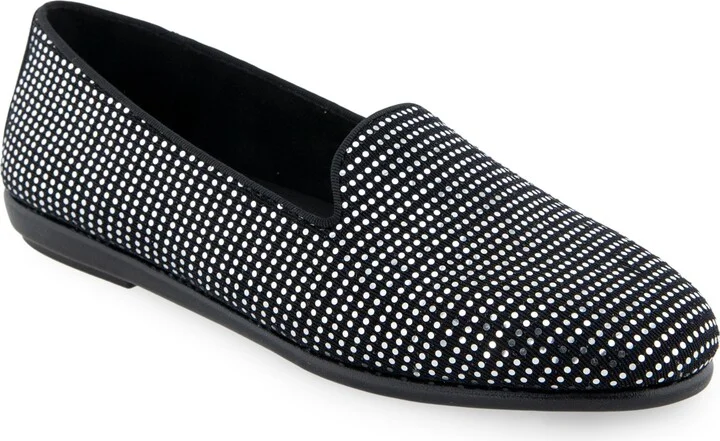 Aerosoles Women's Betunia Closed Toe Flats - Silver, Black Stretch Fabric
