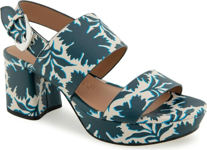 Navy,eggnog Printed Floral Faux Leather
