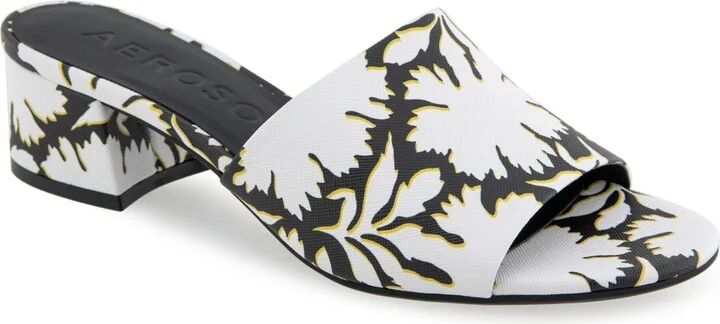 Bright White,black Printed Floral Faux L