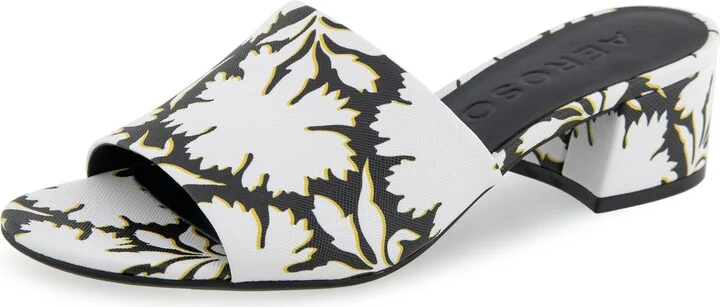 Bright White/Black Printed Floral Faux