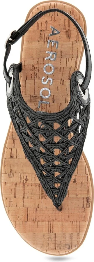 Aerosoles Women's Conclusion Thong Open Toe Sandals - Natural/Navy Floral Linen - Image 8