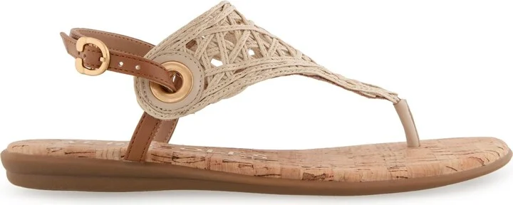 Aerosoles Women's Conclusion Thong Open Toe Sandals - Natural/Navy Floral Linen - Image 10