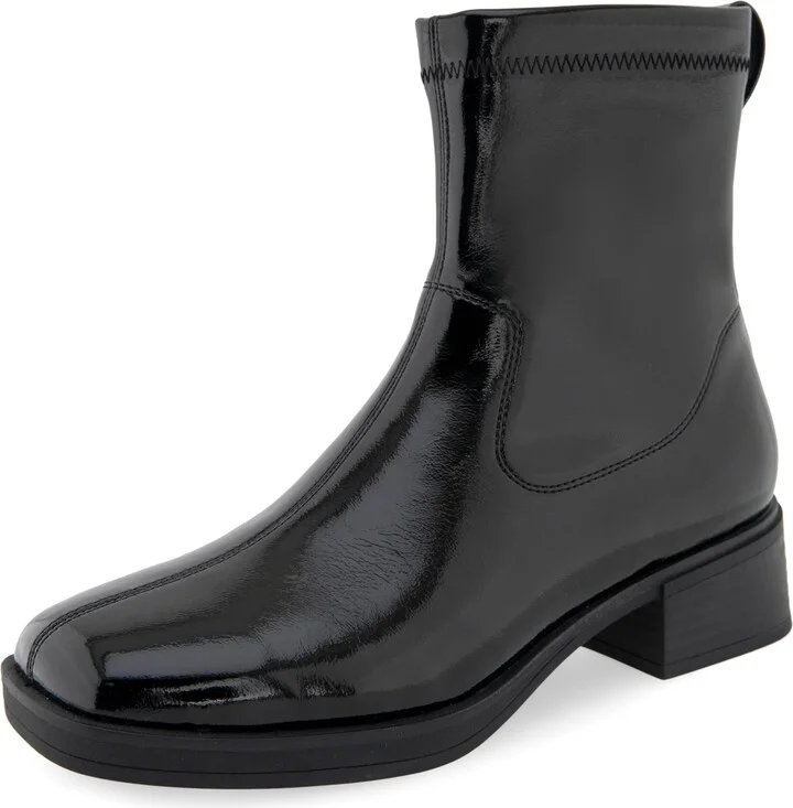 Black Stretch Patent Crinkled Faux Leat