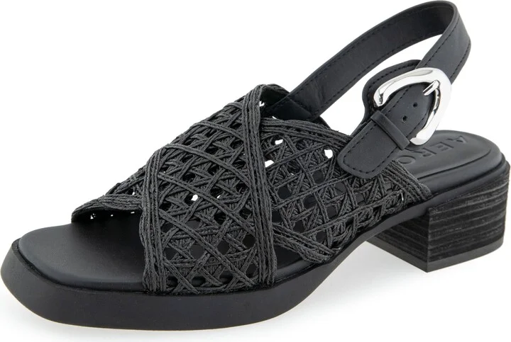 Black Crochet/Black Faux Leather