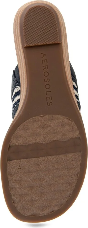 Aerosoles Women's Gesa Round Toe Thong Sandals - Eggnog/Navy Stripe Textured Fabric - Image 5