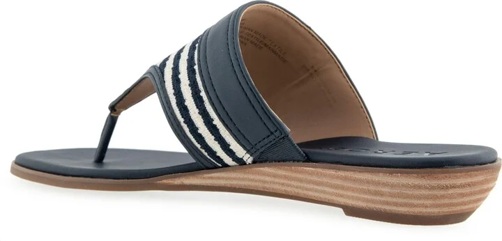 Aerosoles Women's Gesa Round Toe Thong Sandals - Eggnog/Navy Stripe Textured Fabric - Image 6