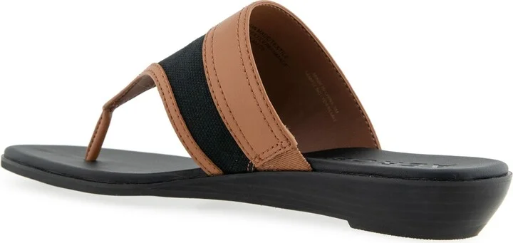 Aerosoles Women's Gesa Round Toe Thong Sandals - Eggnog/Navy Stripe Textured Fabric - Image 11