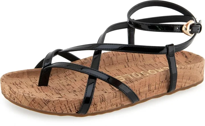 Black Patent Pu With Cork