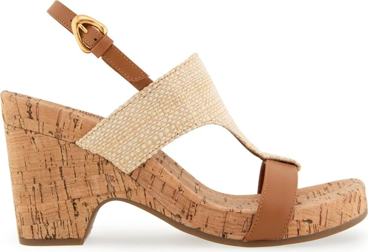 Aerosoles Women's Mackenzie Round Toe Platform Sandals - Natural/Tan Raffia - Image 2