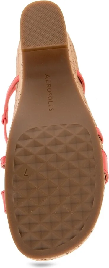 Aerosoles Women's Miles Round Toe Wedge Sandals - Coral Patent Faux Leather/Cork - Image 5