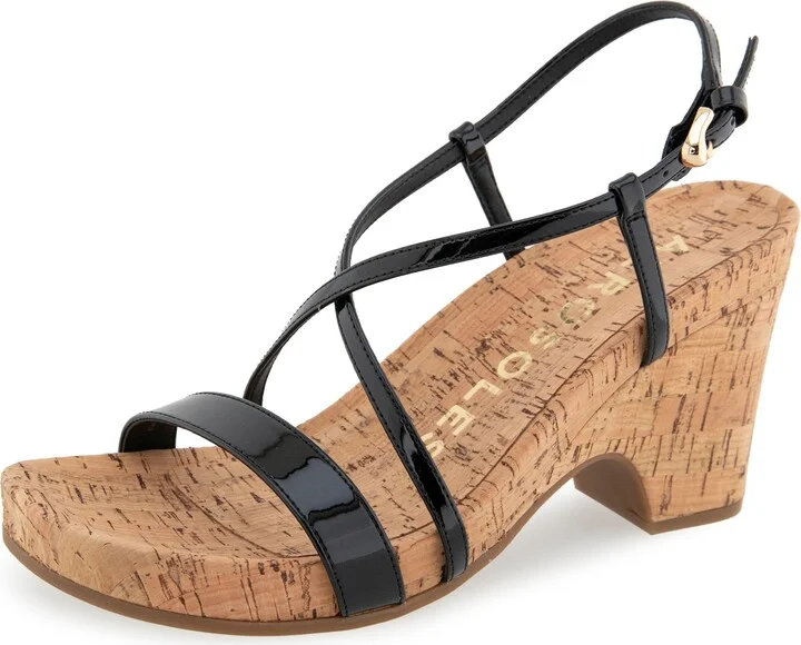 Black Patent Faux Leather W Cork