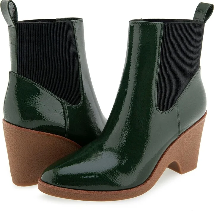Fir Green Patent Crinkled Faux Leather