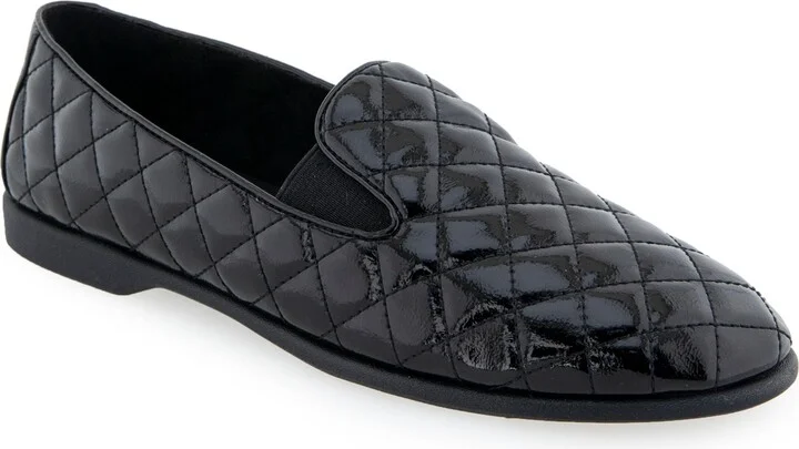 Black Quilted Patent Faux Leather-Polyur